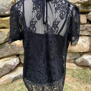NWT Chelsea 28 Black Lace with Black Tank Top Size Large. Original Price 69.